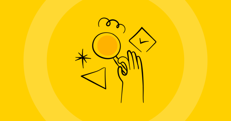 hand holding magnifying glass illustration