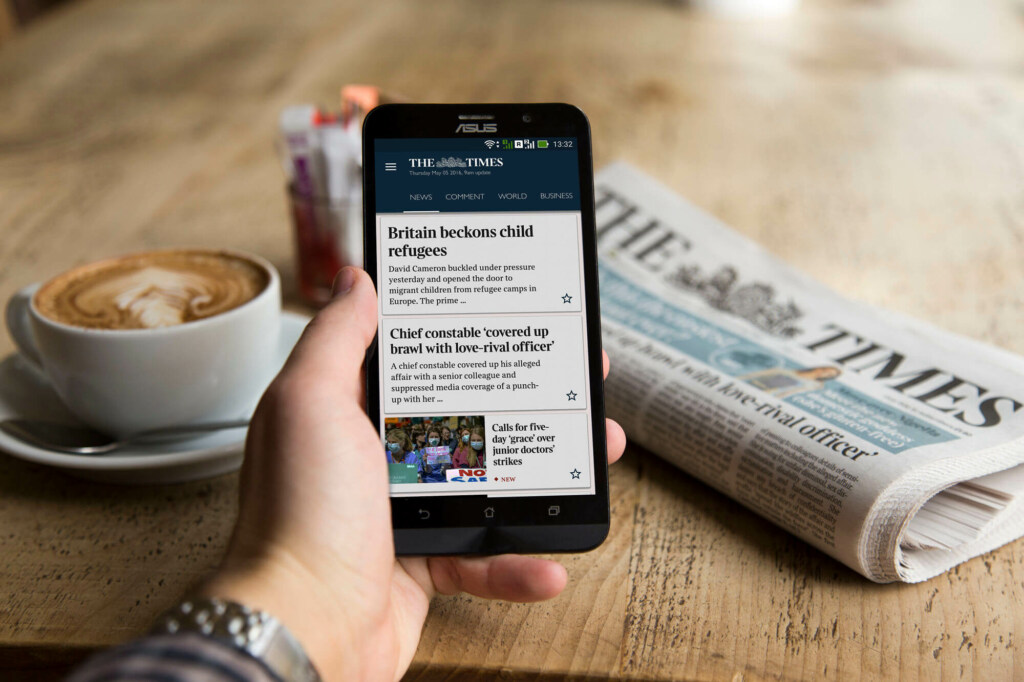 The Times app on phone