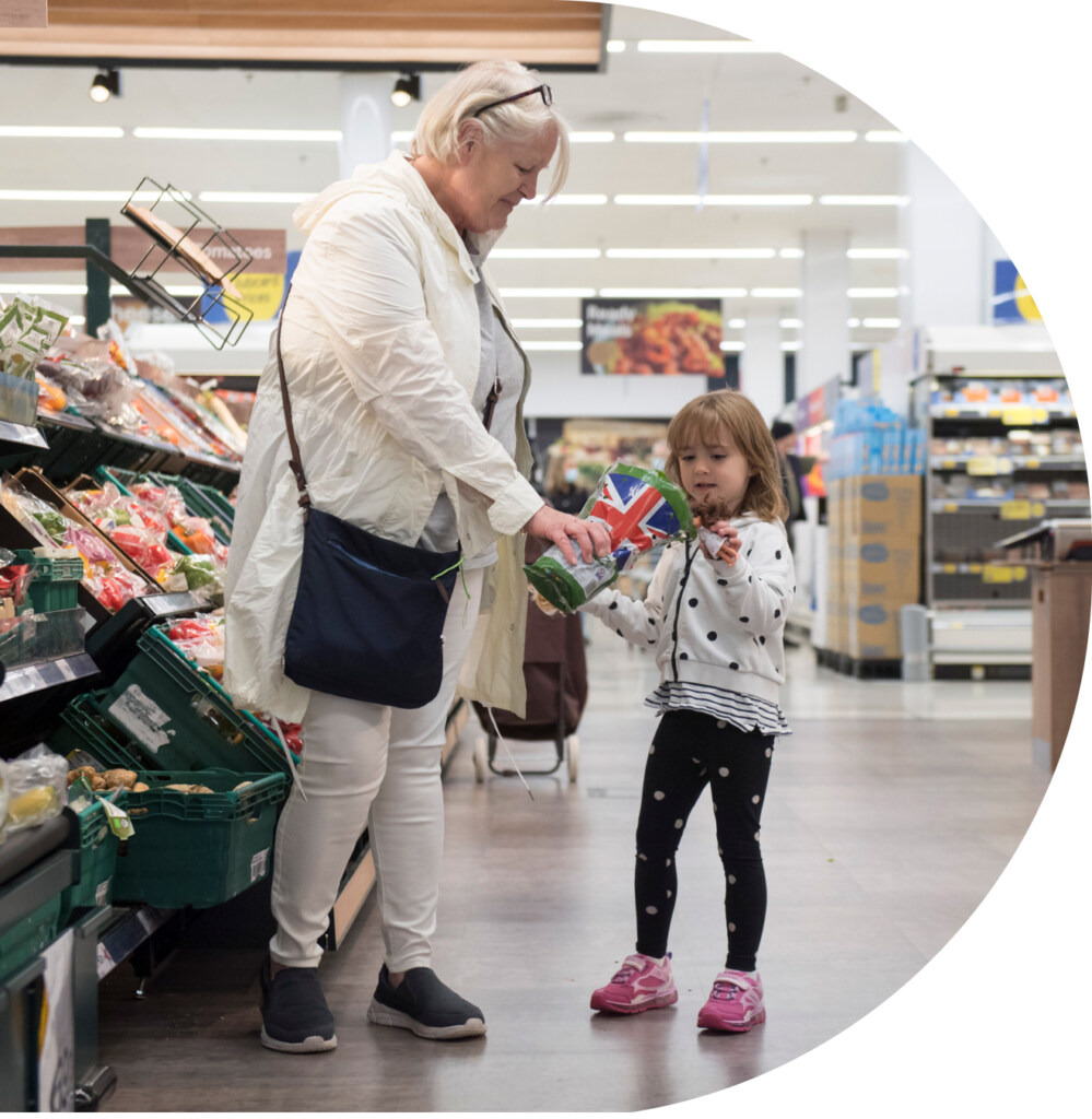 Happy shoppers in Tesco